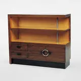 Gilbert Rohde, East Indian laurel cabinet, 1934, East Indian laurel, steel, ebonized woods
