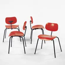 Egon Eiermann, SE 68 chairs, set of four, 1951, walnut, steel