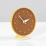 George Nelson, table clock, model 4767, 1949, masonite, wood, metal