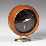 George Nelson, Headlight table clock, model 4765, 1949, walnut, brass