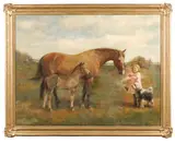 Paul Giovanni Wickson, An apple for the pony, oil on canvas