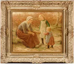 Hendrik Heyligers, In the apple orchard, oil on canvas