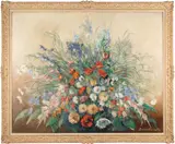 Czeslaw Zawadzinski, A bountiful bouquet, oil on canvas