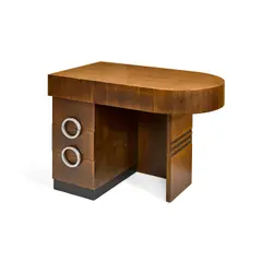 Desk by Gilbert Rohde, ebonized walnut, aluminum, offered Nov 2019