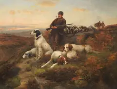 William Henderson, The Day's Bag - On the Moors, Setters and Ghillie waiting for the Game Pony
