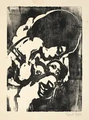 Junge Mutter by Emil Nolde, 1917, Holzschnitt auf Papier, sold Nov 2013
