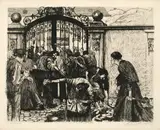 Ein Weberaufstand by Käthe Kollwitz, 1893, Folge von 3 Lithographien und 3 Radierungen auf unterschiedlichen Papieren. Maße siehe rechts, sold Nov 2013