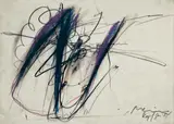 Arnulf Rainer, Kopfgesicht, 1966, Ölstift und Farbkreide auf Ultraphan