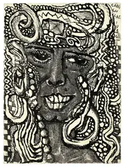 Caniculae by Louis Soutter, 1936, Tuschpinsel und -feder auf leicht genarbtem festen Papier, sold Jun 2009