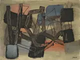 Ohne Titel by Fritz Winter, 1954, Öl auf Karton, an den Rändern umlaufend auf Leinwand aufgezogen, sold Nov 2009