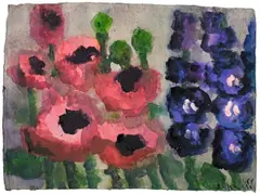 Klaus Fußmann, Blumen. 1988 (?), Aquarell und Gouache auf festem Velin