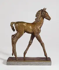 Vollblutfohlen by Renée Sintenis, 1939, Bronze mit brauner Patina, auf Steinsockel montiert. Höhe (ohne Sockel): 21,5 cm (8 ½ in.), sold Jun 2010
