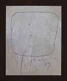 Concetto Spaziale by Lucio Fontana, 1959, Kugelschreiber und Lochungen auf silbern beschichtetem Karton, auf schwarzen Karton montiert, sold May 2008
