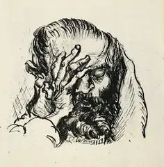 Porträt eines bärtigen Mannes by Ludwig Meidner, 1919, Tuschfeder auf Papier, sold Nov 2008