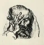 Ludwig Meidner, Porträt eines bärtigen Mannes, 1919, Tuschfeder auf Papier