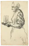 Adolph von Menzel, Frau mit Wasserglas