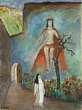 Marianne von Werefkin, Klostergarten, Um 1926, Gouache und Farbstifte auf Papier, auf Karton aufgezogen