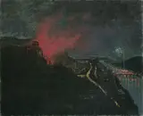 Emil Orlík, Nächtliches Heidelberg mit Feuerwerk, 1929, Öl auf Leinwand, auf Pappe aufgezogen