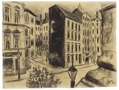 Werner Heldt, Häuser, 1947, Kohle auf Papier