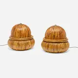Gabriella Crespi, Lanterns, pair, c. 1972, lacquered bamboo, brass