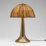 Gabriella Crespi, Fungo table lamp (from the Rising Sun series), c. 1973, brass, lacquered bamboo