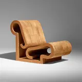 Frank Gehry, Prototype lounge chair, 1972, laminated cardboard, Masonite