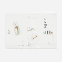 Zaha Hadid Architects, Grand Buildings, Trafalgar Square study drawing, 1986, pencil and colored pencil on tracing paper