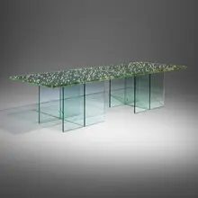 LED dining table, set of two by Ingo Maurer, 2003, laminated safety glass, LED lights, sold Nov 2025