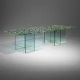 Ingo Maurer, LED dining table, set of two, 2003, laminated safety glass, LED lights