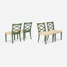 William 'Billy' Haines, Dining chairs from the Paul R. Williams Residence, Los Angeles, set of four, c. 1963, painted wood, upholstery