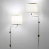 Dorothy Thorpe, Adjustable wall lamps, pair, c. 1965, acrylic, chrome-plated brass