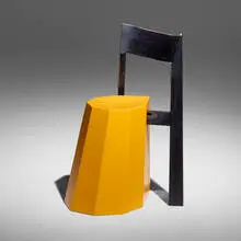 Martino Gamper, Arnold Circus stool with back (Yellow), 2006, rotation molded plastic, painted wood