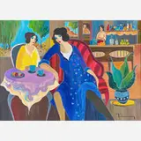 Itzchak Tarkay, Untitled (Women in a Cafe)