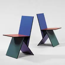 Vilbert chairs, pair by Verner Panton, 1994, Melamin coated MDF, sold Oct 2001