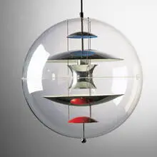 VP globe by Verner Panton, 1970, acrylic, enameled metal, sold Oct 2001
