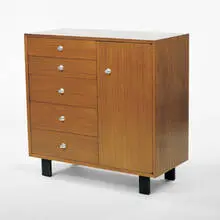 George Nelson, cabinet, 1950s, walnut, aluminum
