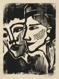 Emil Nolde, Doppelbildnis, 1937, Holzschnitt auf Papier