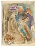 Rudolf Schlichter, In der Kirche, 1928, Aquarell und Tusche auf genarbtem Velin (Wasserzeichen: 1928)
