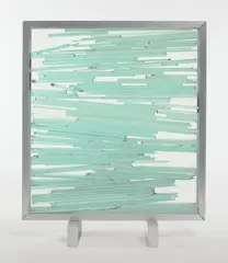 Lichtschleuse by Adolf Luther, 1962, Glasstreifen in Aluminiumrahmen auf 2 Füßen, sold Nov 2012