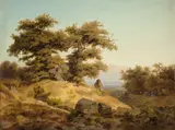 Carl Dahl, Blick ins Rheintal, 1836, Öl auf Leinwand. Doubliert