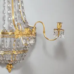 Werner & Berlin Mieth, Wandapplike, Um 1800, Bronze, feuervergoldet; Kristallbehang weitgehend original