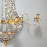 Werner & Berlin Mieth, Wandapplike, Um 1800, Bronze, feuervergoldet; Kristallbehang weitgehend original