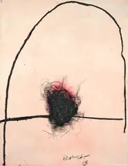 G 22 by Emil Schumacher, 1965, Blaue Pigmente, Lackfarbe, Tusche und Collage auf zwei aufeinandergeleimten schweren Papieren, sold May 2011