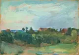 Lesser Ury, Fischerdorf an der Ostsee (Strande?), 1892, Pastell auf Pappe