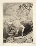 Otto Dix, Internationaler Reitakt, 1922, Kaltnadel auf Papier