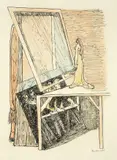 Max Beckmann, Magic Mirror (Zauberspiegel), 1946, Lithographie, aquarelliert, auf Papier