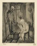 Otto Dix, Der Selbstmörder (Erhängter), 1922, Radierung auf gelblichem Papier
