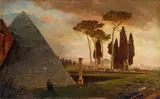 Oswald Achenbach, Cestius-Pyramide und Protestantischer Friedhof in Rom