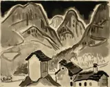 Broglio“ (Tessin) by Karl Schmidt-Rottluff, 1952, Tuschpinsel, laviert, auf Bütten (Wasserzeichen: Canson & Montgolfier France), sold Nov 2010