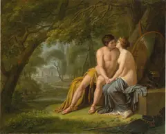 Mars und Venus unter einem Baum sitzend by Philipp Friedrich Hetsch, Um 1800, Öl auf Leinwand. Doubliert, sold Jun 2023